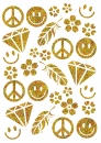 Peace-Love in Hologramm Gold, Folien Bügelmotiv in A5